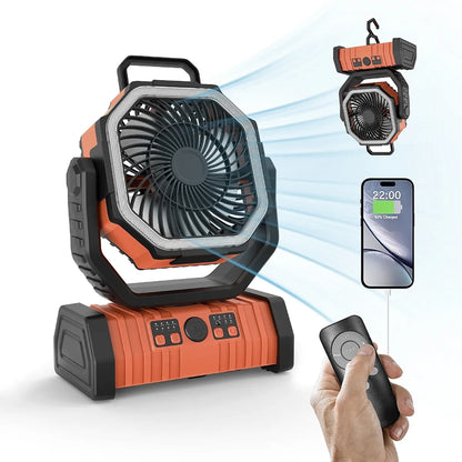 Outdoor Camping Fan with Power Bank and LED Light