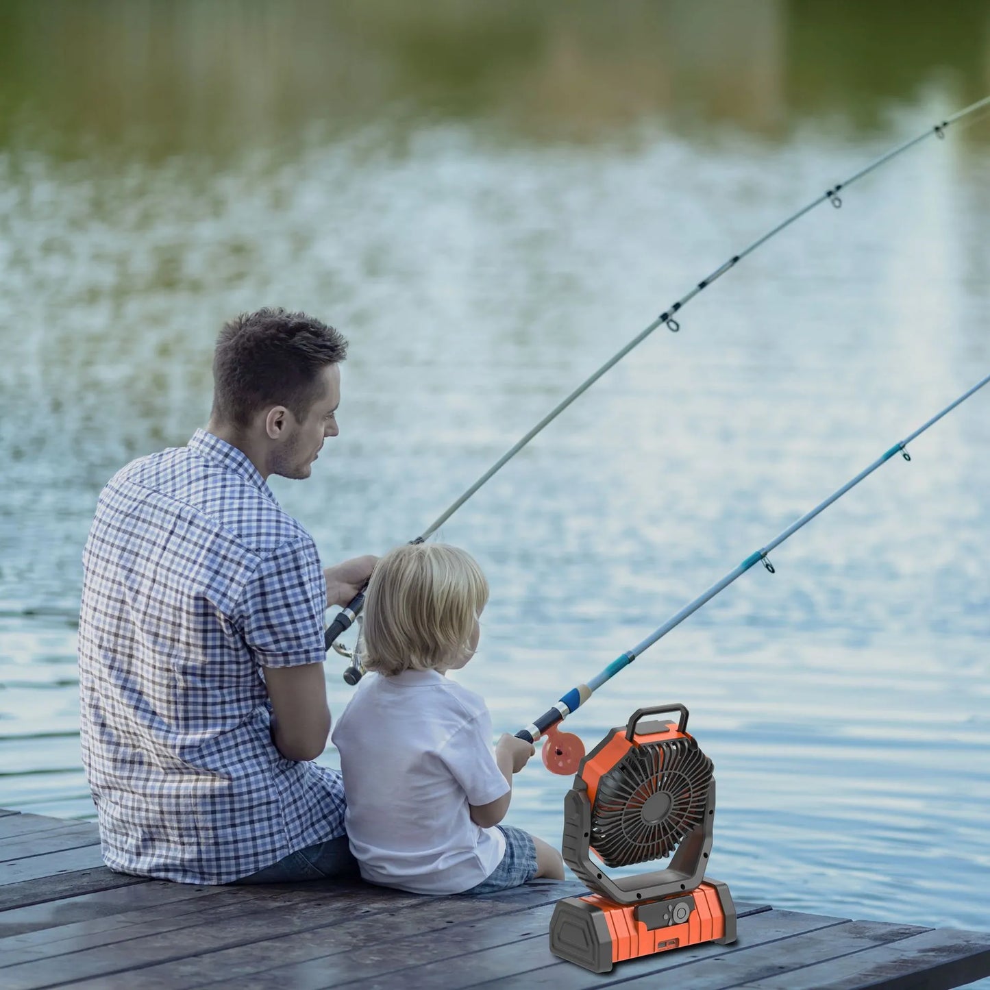 Outdoor Camping Fan with Power Bank and LED Light